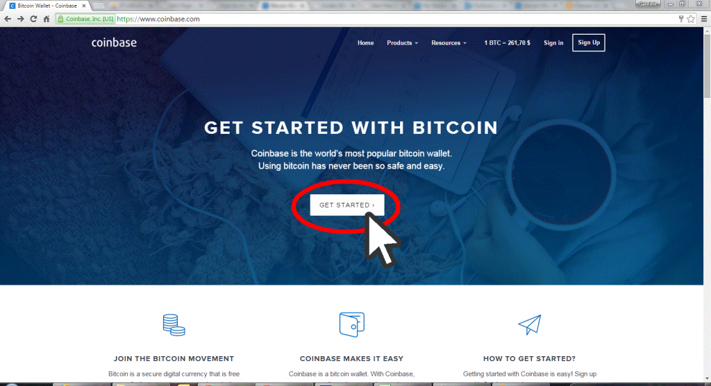 Homepage coinbase - Get Started